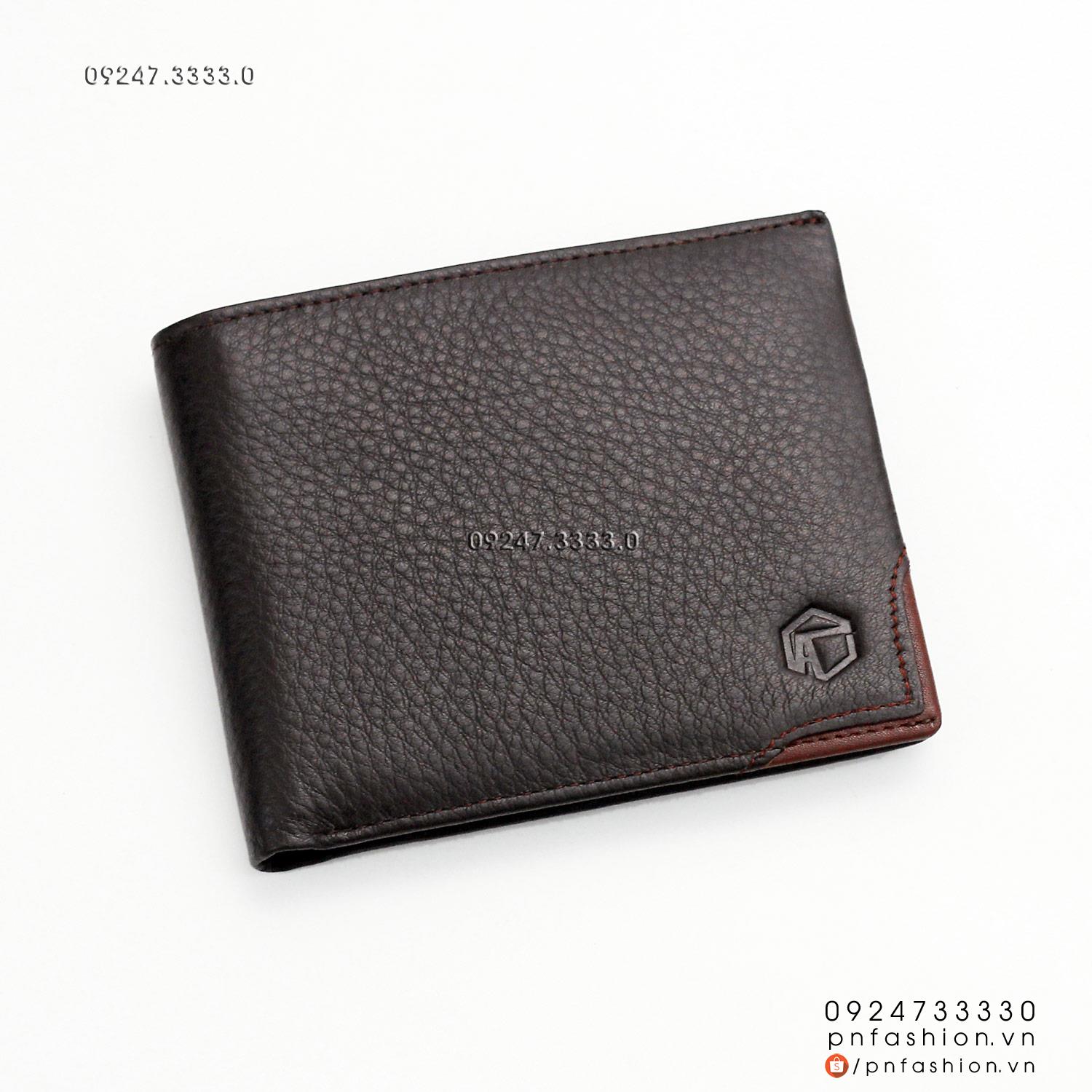 Ví nam ngang da bò Ý cao cấp [12x10cm] - PNMIN-05DN